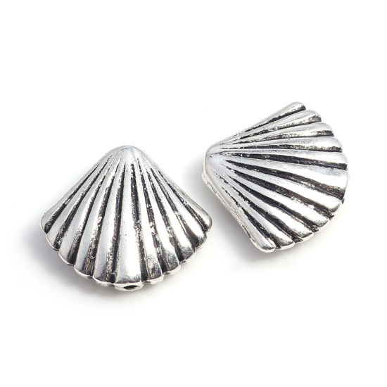 Immagine di Lega di Zinco Gioielli Oceanici Perline Conchiglia Argento Antico Circa 16mm x 14mm, Foro:Circa 1mm, 20 Pz