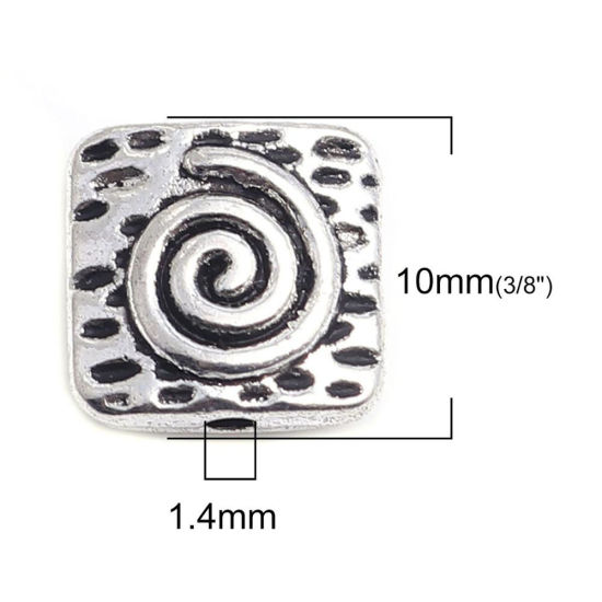 亜鉛合金 メタル 金属 海ジュエリー スペーサー ビーズ イルカ 銀古美 18mm x 13mm、 穴：約 1.2mm、 50 個 の画像