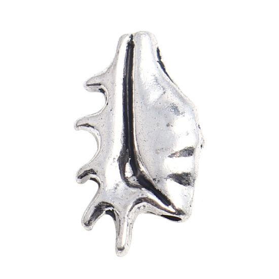 亜鉛合金 メタル 金属 海ジュエリー スペーサー ビーズ 巻き貝 銀古美 16mm x 9mm、 穴：約 1.4mm、 50 個 の画像