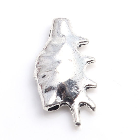 亜鉛合金 メタル 金属 海ジュエリー スペーサー ビーズ 巻き貝 銀古美 16mm x 9mm、 穴：約 1.4mm、 50 個 の画像