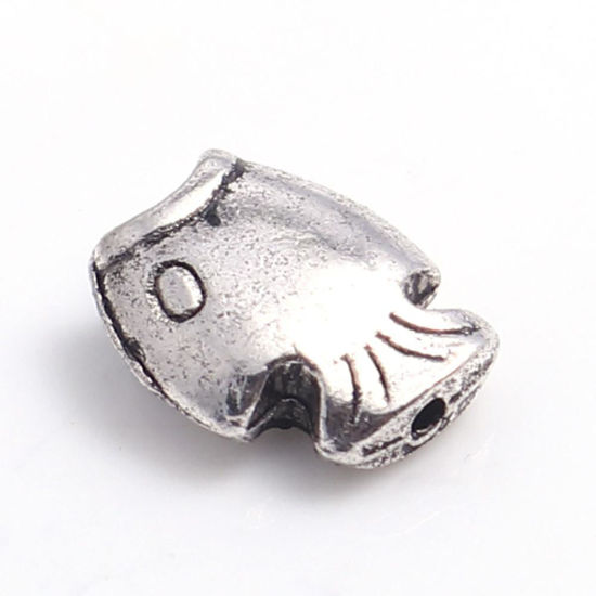 亜鉛合金 メタル 金属 海ジュエリー スペーサー ビーズ ロブスター 銀古美 17mm x 11mm、 穴：約 1.3mm、 100 個 の画像