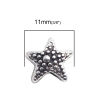 Imagen de Zamak Joyería del océano Cuentas Estrella de mar Plata Antigua 11mm x 10mm, Agujero: Aprox 4.3mm, 30 Unidades