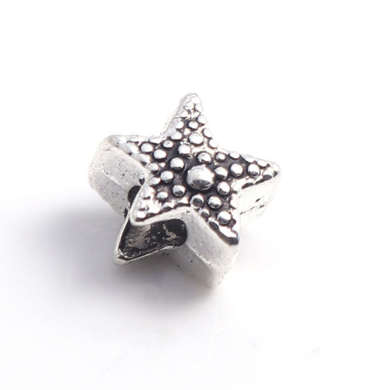 Immagine di Lega di Zinco Gioielli Oceanici Perline Stella di Mare Argento Antico Circa 11mm x 10mm, Foro:Circa 4.3mm, 30 Pz