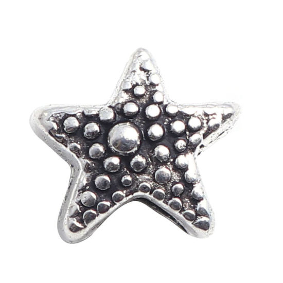 Immagine di Lega di Zinco Gioielli Oceanici Perline Stella di Mare Argento Antico Circa 11mm x 10mm, Foro:Circa 4.3mm, 30 Pz