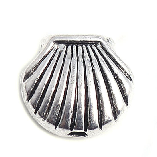 亜鉛合金 メタル 金属 海ジュエリー スペーサー ビーズ ヒトデ 銀古美 14mm x 14mm、 穴：約 1.6mm、 100 個 の画像