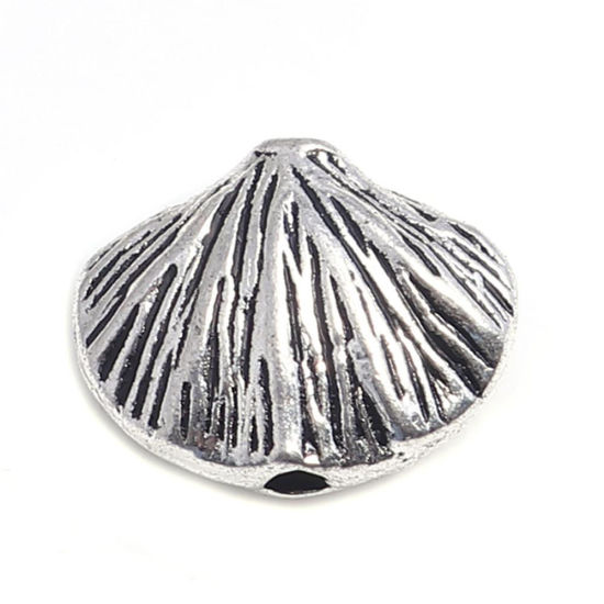 亜鉛合金 メタル 金属 海ジュエリー スペーサー ビーズ ヒトデ 銀古美 14mm x 14mm、 穴：約 1.6mm、 100 個 の画像