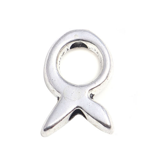 亜鉛合金 メタル 金属 海ジュエリー スペーサー ビーズ 魚 銀古美 13mm x 9mm、 穴：約 1.8mm、 100 個 の画像