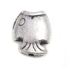 Imagen de Zamak Joyería del océano Cuentas Pez Plata Antigua 11mm x 9mm, Agujero: Aprox 1.3mm, 100 Unidades