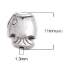 Imagen de Zamak Joyería del océano Cuentas Pez Plata Antigua 11mm x 9mm, Agujero: Aprox 1.3mm, 100 Unidades