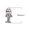 Imagen de Zamak Joyería del océano Cuentas Sirena Plata Antigua 16mm x 8mm, Agujero: Aprox 5mm, 30 Unidades