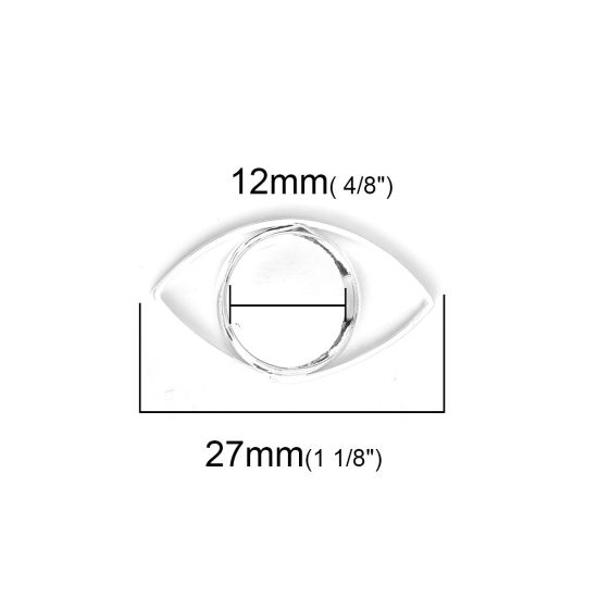 Picture of Copper Cabochon Settings Connectors Findings Eye Silver Plated (Fits 12mm Dia.) 27mm x 15mm, 10 PCs