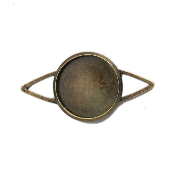 Picture of Copper Cabochon Settings Connectors Findings Round Antique Bronze (Fits 12mm Dia.) 27mm x 14mm, 10 PCs