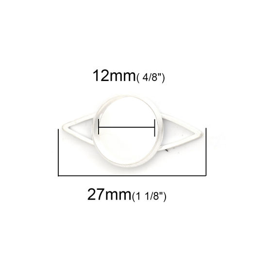 銅 レジン セッティング台 ミール皿 コネクター 円形 銀メッキ (適応サイズ： 12mm) 27mm x 14mm、 10 個 の画像