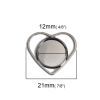 Picture of Copper Cabochon Settings Charms Heart Gunmetal (Fits 12mm Dia.) 21mm x 19mm, 10 PCs