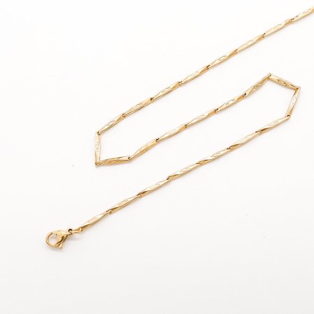 316 Acero Inoxidable Cadena de Bambú Collares Diamond Chapado en Oro 56cm longitud, 10 Unidades