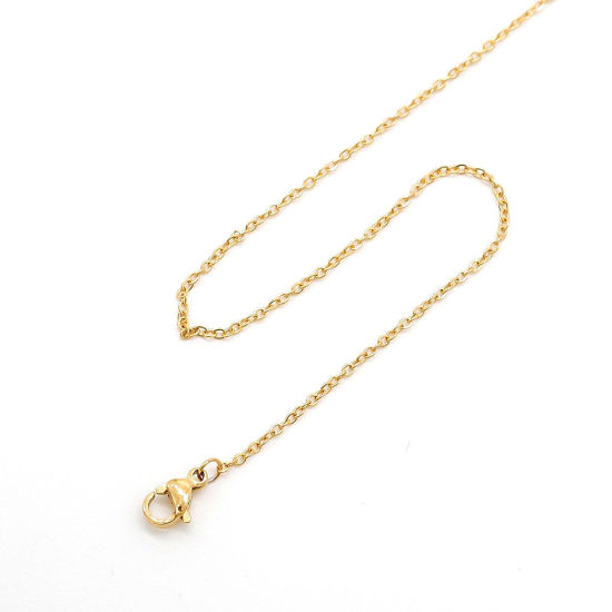 Picture of 316 Stainless Steel Link Cable Chain Necklace Gold Plated 50cm(19 5/8") long, Chain Size: 0.9mm, 10 PCs
