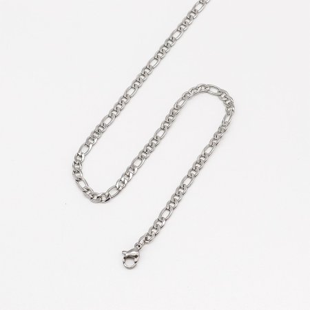 316 Stainless Steel Link Curb Chain Necklace Oval Silver Tone 50cm(19 5/8") long, Chain Size: 4mm, 10 PCs