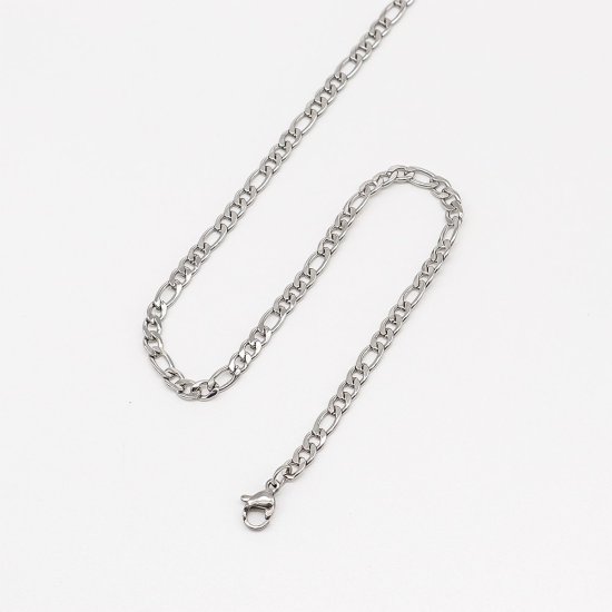 Immagine di 316 Acciaio inossidabile Catena Singolare Collana Ovale Tono Argento 50cm Lunghezza, Dimensione della Catena 4mm, 10 Pz