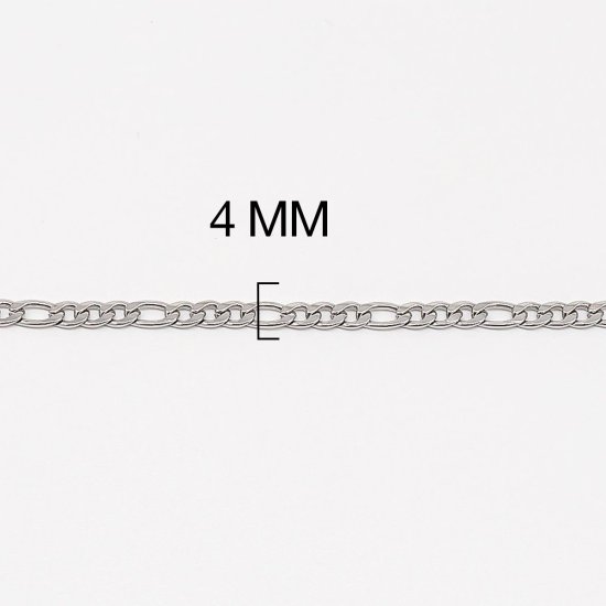 Immagine di 316 Acciaio inossidabile Catena Singolare Collana Ovale Tono Argento 50cm Lunghezza, Dimensione della Catena 4mm, 10 Pz