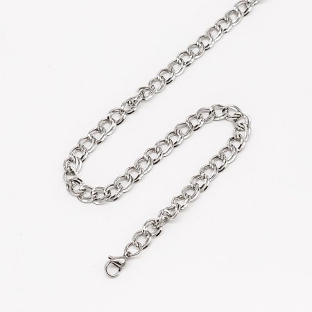 316 Acero Inoxidable Doble Lazo Cadena Collares Tono de Plata 49cm longitud, Cadena: 6.5mm, 10 Unidades