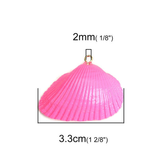 Image de Pendentifs Naturel en Coquille Rose 3.3cm x 2.4cm, 5 Pcs