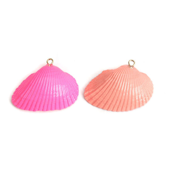 Image de Pendentifs Naturel en Coquille Rose 3.3cm x 2.4cm, 5 Pcs