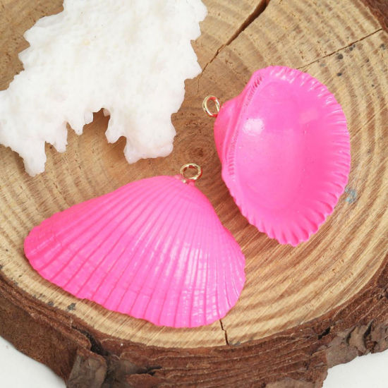 Image de Pendentifs Naturel en Coquille Rose 3.3cm x 2.4cm, 5 Pcs