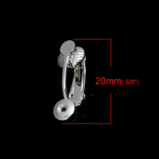 Image de Boucles d'oreilles à Clip en Alliage de Zinc Forme de U Argenté 20mm x 7mm, 4 Pcs