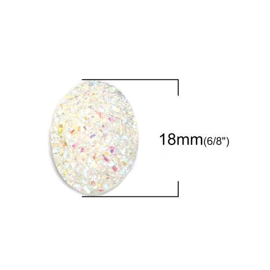 Picture of Resin Druzy/ Drusy Dome Seals Cabochon Oval At Random Mixed AB Color 18mm x 13mm, 30 PCs