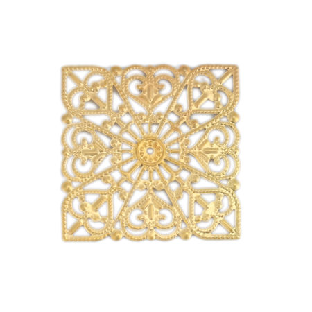 Picture of Iron Based Alloy Embellishments Square Gold Plated Filigree 40mm x 40mm, 50 PCs
