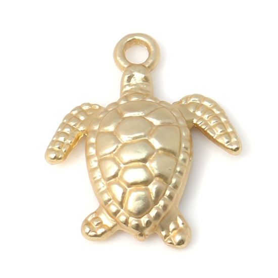Imagen de 10 Unidades Zamak Joyería del océano Colgantes Tortuga Marina Chapado En Oro 17.5mm x 15mm