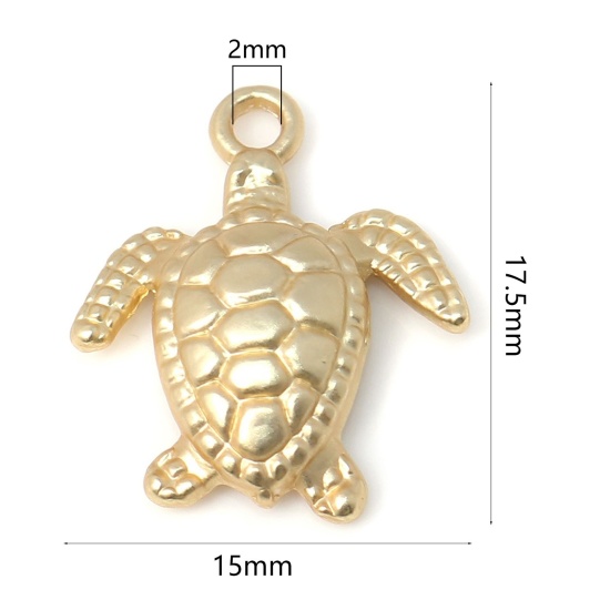 Imagen de 10 Unidades Zamak Joyería del océano Colgantes Tortuga Marina Chapado En Oro 17.5mm x 15mm