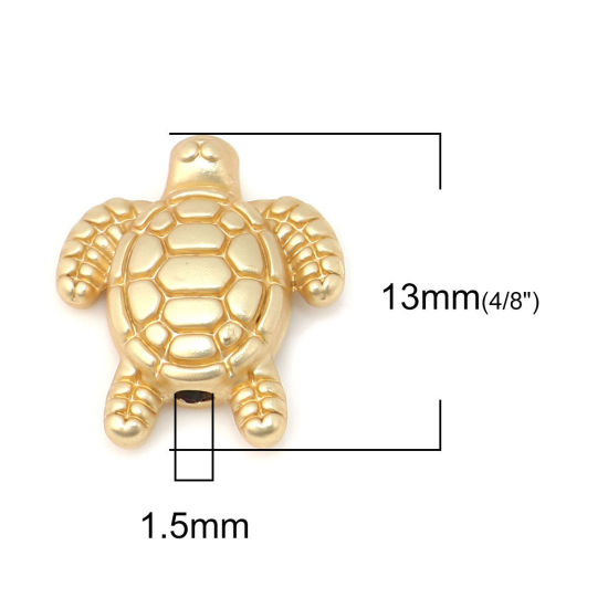 Picture of Zinc Based Alloy Ocean Jewelry Beads Sea Turtle Animal Matt Real Gold Plated 13mm x 12mm, Hole: Approx 1.5mm, 10 PCs