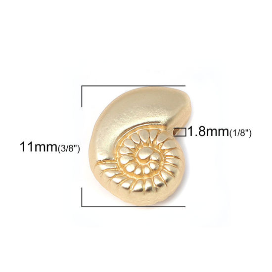 Picture of Zinc Based Alloy Ocean Jewelry Beads Conch/ Sea Snail Matt Real Gold Plated 11mm x 9mm, Hole: Approx 1.8mm, 10 PCs