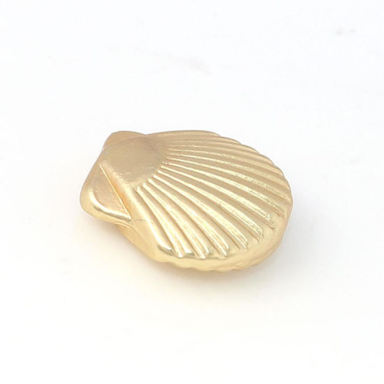 Picture of Zinc Based Alloy Ocean Jewelry Beads Shell Matt Real Gold Plated 9mm x 8mm, Hole: Approx 1.4mm, 10 PCs