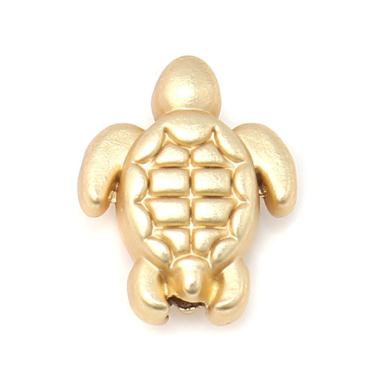 Picture of Zinc Based Alloy Ocean Jewelry Beads Sea Turtle Animal Matt Real Gold Plated 9mm x 7mm, Hole: Approx 0.9mm, 10 PCs