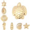 Picture of Zinc Based Alloy Ocean Jewelry Beads Sea Turtle Animal Matt Real Gold Plated 9mm x 7mm, Hole: Approx 0.9mm, 10 PCs