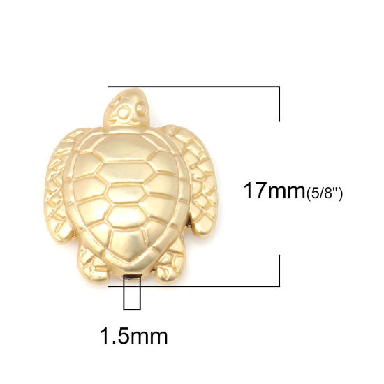 Picture of Zinc Based Alloy Ocean Jewelry Beads Sea Turtle Animal Matt Real Gold Plated 17mm x 14mm, Hole: Approx 1.5mm, 10 PCs