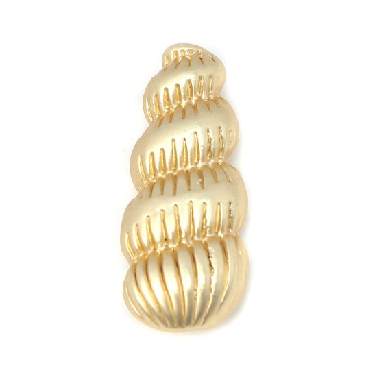 Picture of Zinc Based Alloy Ocean Jewelry Beads Conch/ Sea Snail Matt Real Gold Plated 25mm x 10mm, Hole: Approx 2.5mm, 5 PCs