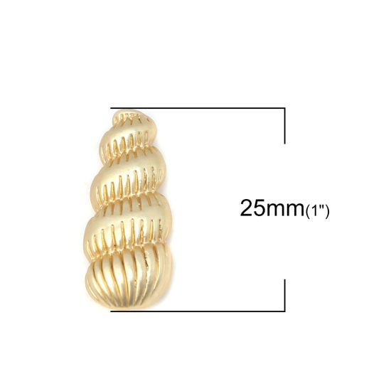 Picture of Zinc Based Alloy Ocean Jewelry Beads Conch/ Sea Snail Matt Real Gold Plated 25mm x 10mm, Hole: Approx 2.5mm, 5 PCs