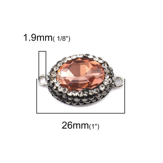 Picture of Brass & Glass Connectors Oval Light Orange Faceted Clear Rhinestone 26mm x 15mm, 2 PCs                                                                                                                                                                        