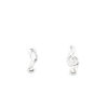 Picture of Sterling Silver Music Ear Post Stud Earrings Silver Musical Note Clear Rhinestone 9mm x 4mm - 8mm x 2.8mm, Post/ Wire Size: (21 gauge), 1 Pair