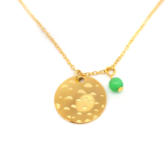 ステンレス鋼+アクリル ネックレス 金メッキ ミックスアソート 円形 40.5cm長さ、 1 本 の画像