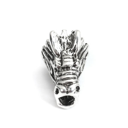 Picture of Zinc Based Alloy Beads Dragon Antique Silver Color 15mm x 10mm, Hole: Approx 2.7mm, 10 PCs