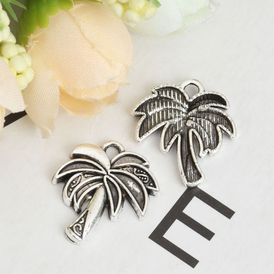 Picture of Zinc Based Alloy Charms Tree Antique Silver Color 20mm x 18mm, 50 PCs