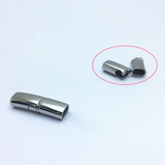 Image de Fermoir Magnétique en 304 Acier Inoxydable Coulée Rectangle Argent Mat 27mm x 9mm, 1 Pièce