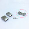 Picture of 304 Stainless Steel Casting Magnetic Clasps Rectangle Silver Tone Frosted 19mm x 12mm, 1 Piece