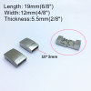 Picture of 304 Stainless Steel Casting Magnetic Clasps Rectangle Silver Tone Frosted 19mm x 12mm, 1 Piece