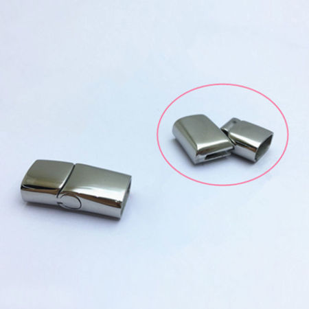 Image de Fermoir Magnétique en 304 Acier Inoxydable Coulée Rectangle Argent Mat Givré 29mm x 14mm, 1 Pièce