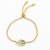 Picture of 316 Stainless Steel Adjustable Slider/ Slide Bolo Bracelets Gold Plated Oval Jesus With Glass Cabochons 25cm(9 7/8") long, 1 Piece